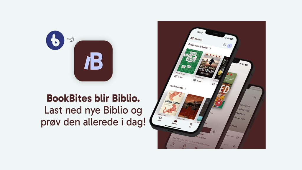 Informasjonstekst knyttet til ny app samt bilde av en mobiltelefon der appen vises.
