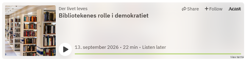 Illustrasjon av podkastepisoden på KS' hjemmeside. Illustrasjon av bokhyller
